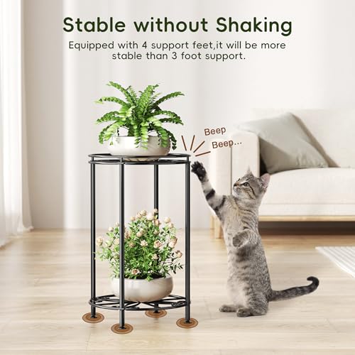 Plant Stand 2-Tier 10.2in Width 16.4in Tall Flower Pot Rack Small Plant Table Metal For Indoor Outdoor