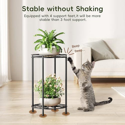 Plant Stand 2-Tier 10.2in Width 16.4in Tall Flower Pot Rack Small Plant Table Metal For Indoor Outdoor