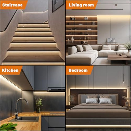 White Cob LED Strip Lights with Remote, Warm Lighting, Rope Lights Indoor, Cuttable Led Light Strips for Mirrors, Shelves, Cabinets, Living Room, Bedroom, 16.4ft 3000K Dimmable - color: 3000K