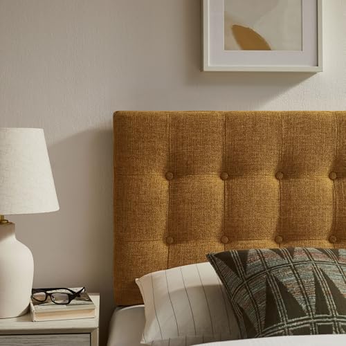Modway Emily Twin Size Fabric Headboard in Copper - Linen-Like Upholstery with Button Tufting and 7 Adjustable Height Positions - color: Copper, size: Twin