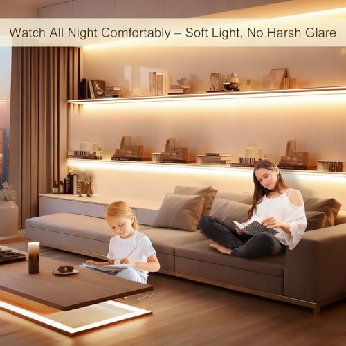 ZSLAIFU 2Pack Battery Powered LED Strip Lights, 3.28FT COB LED Light Strip, Warm LED Strip Light for Under Cabinet, Closet, Shelves, Bedroom, DIY Lighting Battery LED Strip Lights - size: 3.3FT x2