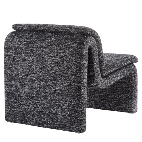 Modway Lume Curved Lounge Chair in Charcoal Boucle Fabric – Modern Upholstered Armless Accent Chair with Padded Cushion - Unique Slipper Chair for Bedroom or Living Room - color: Charcoal
