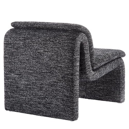 Modway Lume Curved Lounge Chair in Charcoal Boucle Fabric – Modern Upholstered Armless Accent Chair with Padded Cushion - Unique Slipper Chair for Bedroom or Living Room - color: Charcoal