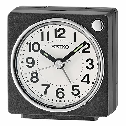 SEIKO Fuji Dark Bedroom Alarm Clock, Metallic Black - color: Metallic Black