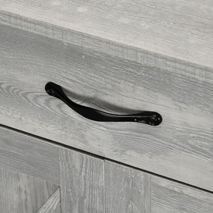 HOMCOM Farmhouse Sideboard Buffet Cabinet Barn Door Gray | Coffee Bar Cabinet, Drawer, Adjustable Shelf, Kitchen, Living Room, Entryway - color: Stone Gray