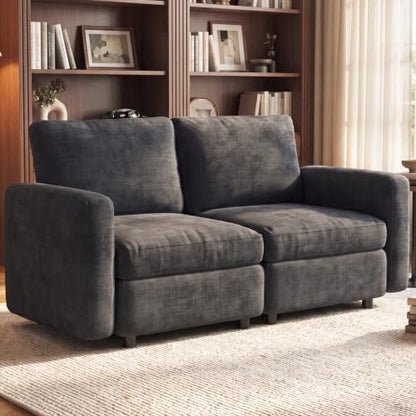 Guyii 63.38" Loveseat Sofa, Extra-Large Grey 2-Piece Twin Sofa Set, 2-Seater Modular Sectional Sofa, Modern Convertible Sectional Couch for Living Room, Bedroom, Home - color: Grey, size: 2 Seat Sofa (No Ottoman)