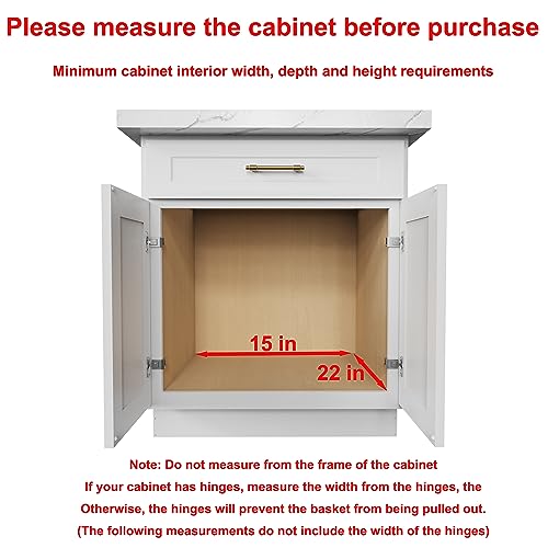 Sikarou Pull Out Cabinet Organizer 14"W x 21"D Wood and Wire Storage Shelf - size: 1-TIE 14*21 WM