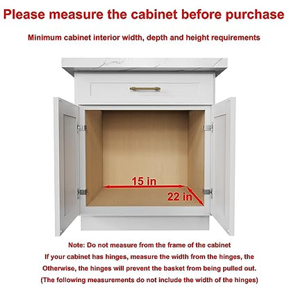 Sikarou Pull Out Cabinet Organizer 14"W x 21"D Wood and Wire Storage Shelf - size: 1-TIE 14*21 WM
