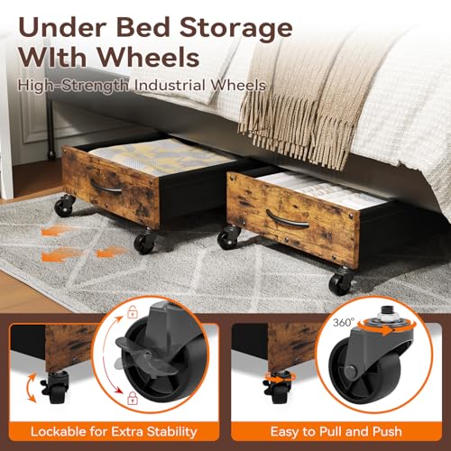 FOUCSSOMEI Under Bed Storage with Wheels, Under Bed Storage Drawers on Wheels, Metal Frame Under Bed Shoe Storage, Space-Saving for Bedroom Closet Organization - size: Normal Size