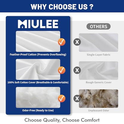 MIULEE 16x20 Inch Down Feather Pillow Insert with Cotton Fabric | Fluffy and Comfy Throw Pillow for Bed Couch and Sofa - size: 16x20 Inch