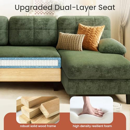 U-Shaped Sectional Couch for Living Room, 112" Sectional Sofa with Chaise | Modern Sofa Deep Seat Couches for Living Room, Apartment, Office, Green - color: Green