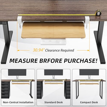 ETHU Keyboard Tray Under Desk, 26.77" X 11.81" Large Size Keyboard Tray with C Clamp-on Mount Easy to Install, Computer Keyboard Stand, Ergonomic Keyboard Tray for Home and Office (Oak) - color: Oak