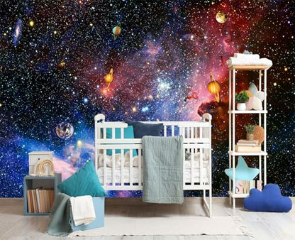 YIHWM-Peel and Stick Galaxy Wallpaper Universe Planet Starry Sky wall Mural | Tear-resistant,with a substantial feel;Will not be damaged during repositioning.Boy's Room,kids room wallpaper.S-80"x58" - color: Yh12, size: 80"x58"