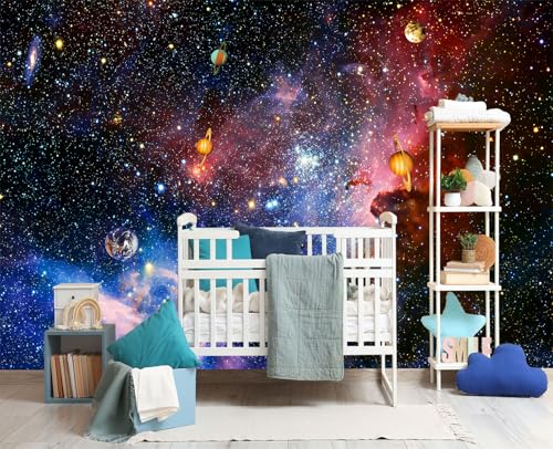 YIHWM-Peel and Stick Galaxy Wallpaper Universe Planet Starry Sky wall Mural | Tear-resistant,with a substantial feel;Will not be damaged during repositioning.Boy's Room,kids room wallpaper.M-118"x85" - color: Yh12, size: 118"x85"