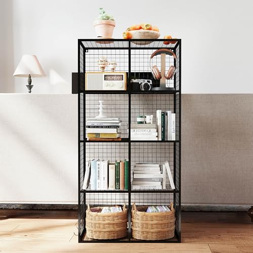 Wire Storage Cube, 8 Cube Metal Storage Organizer, Display Modular Bookshelf Shelf, Closet Cabinet for Bedroom, Office, Black