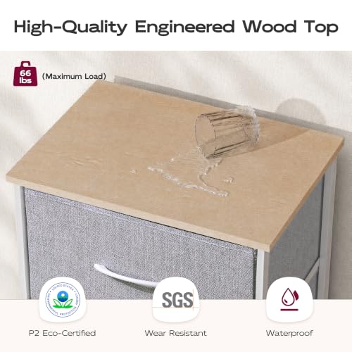 WLIVE Tall Dresser for Bedroom, 5 Drawer Dresser, Light Grey | 5 vertical fabric drawers, Tall vertical design, Bedroom or closet use, Dresser for small spaces, Chest of drawers - color: Light Grey
