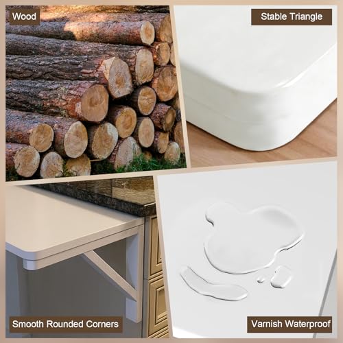 MM MELISEN Wall Mounted Folding Table, 23.6"L x 15.7"W, White, Space-Saving Design - color: White, size: 60X40CM/24X16IN