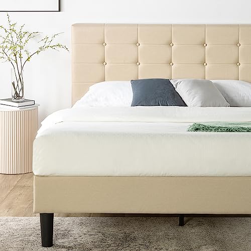 ZINUS Ibidun Upholstered Platform Bed Frame, Mattress Foundation, Wood Slat Support, No Box Spring Needed, Easy Assembly, King, Beige - color: Beige, size: King, style: Original Box