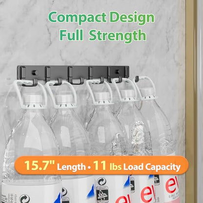 16" Heavy Duty Wall Mount Coat Rack with 6 Hooks, 2-Pack (Black) | Strong Glue or Screw Mount，coat hanger for hanging Coats, Hats, Jackets & Bags in Entryway, Bedroom, Bathroom or Closet - color: Black - 2 Pack