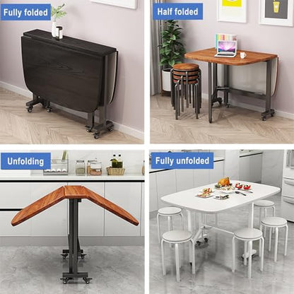 Multifunction Table Drop Leaf Dining Table, Foldable Kitchen Table Multifunction Space Saving Table For Dining Room Home Office, Easy To Fold And Unfold, Multifunction Expandable Table(Walnut,120x80x7 - color: Walnut, size: 120x80x75cm