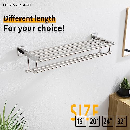 KOKOSIRI Bath Towel Rail Bathroom Towel Rack Towel Holder 24 Inch Towel Shelf with Double Towel Bars Wall Mounted SUS 304 Stainless Steel, Polished Chrome, B6005CH-L24 - color: Polished Chrome, size: 24 Inch