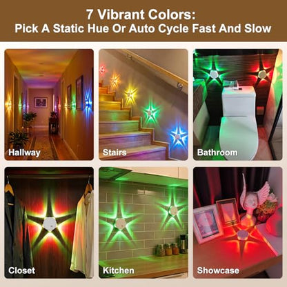 Night Light 4 Pack, Motion Sensor Indoor Wall Light, RGB&Warm White | Rechargeable Dimmable Light, Adhesive and Magnetic Mount, Ambient Mood Lighting for Bedroom, Bathroom, Hallway and Stairs