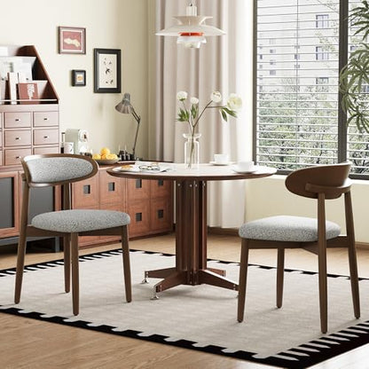 Wooden Dining Chairs Set of 2, Modern Fabric Upholstered Dining Room Chair, Kitchen Side Chairs, Farmhouse Dinner Chair with Curved Back for Kitchen, Lightgrey - color: Lightgrey, size: Set of 2