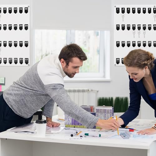 Beeveer Acrylic Key Holder Board with 60 Hooks, Wall Mount Organizer, Clear | Ideal for Offices, Schools, Hotels and Dealerships, Durable Acrylic Construction, Numbered Key Slots, Easy Wall Mount Design - color: Clear, size: 60 Hooks, style: Hook Only