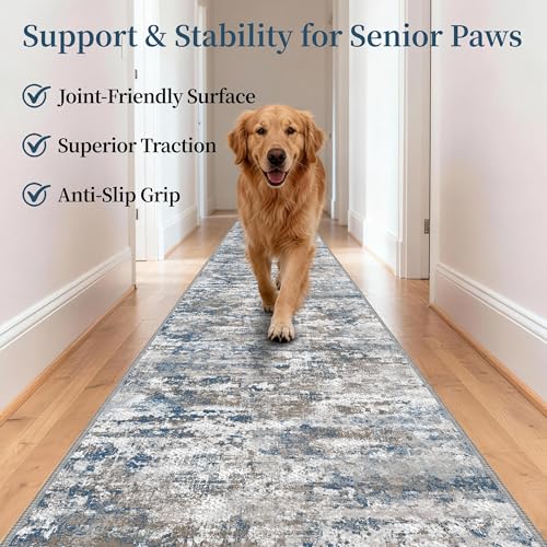 Washable Carpet Runners for Hallway 16ft-Non Slip Floor Runners for Dogs, Abstract Hallway Runner Rug with ‌Silicone Backing, Stain Resistant Rug for Indoor High Traffic,2.6x16,Multi | Washable Runner Rug with Silicone Backing for Dogs Stain-Resistant Mod