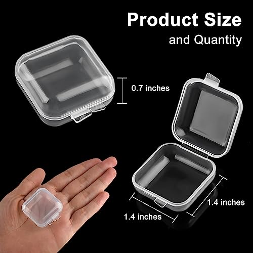 Mototo 120 Pieces Mini Plastic Jewelry Box Clear Storage Box Small Storage Containers with Hinged Lids for Beads Jewelry Earrings Chains Earplugs Craft, 1.4 x 1.4 x 0.7 Inches - style: 120 Pieces