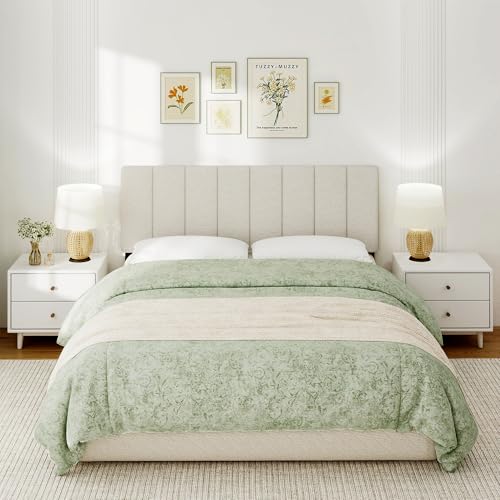 Queen Size Headboard Only, Height Adjustable Linen, Beige - color: Linen-beige, size: Queen/Full