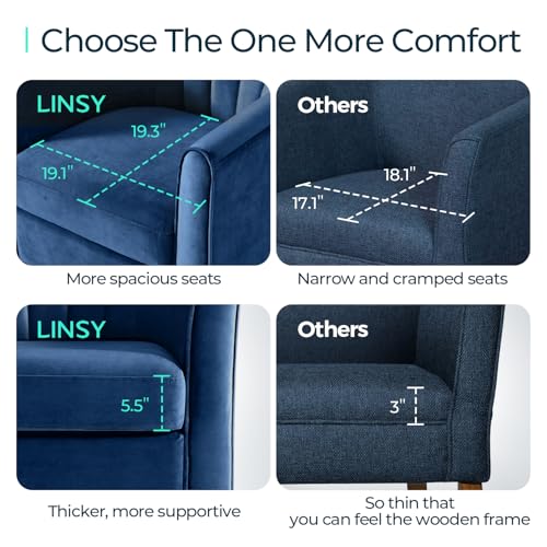 LINSY Small Swivel Accent Chair with Ottoman, Velvet Barrel Chair with Footrest, Modern Upholstered Comfy Reading Chair Armchair for Living Room, Bedroom, Study Room, Office, Blue - color: Blue, size: Small
