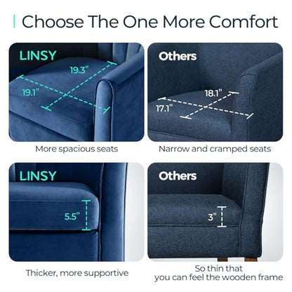 LINSY Small Swivel Accent Chair with Ottoman, Velvet Barrel Chair with Footrest, Modern Upholstered Comfy Reading Chair Armchair for Living Room, Bedroom, Study Room, Office, Blue - color: Blue, size: Small
