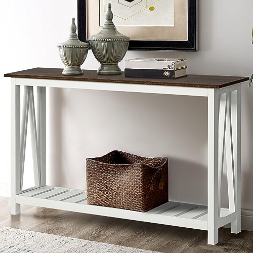 ChooChoo Farmhouse Console Table, Narrow Sofa Table for Entryway, 47 Inch | Rustic Entryway Table for Living Room, Hallway, White - color: White, size: 11.8"D x 47.2"W x 31.5"H