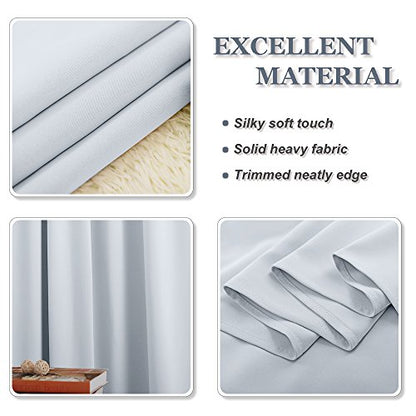 PONY DANCE Greyish White Room Darkening Kitchen Curtains 2 Panels Set,Thermal Insulated Small Window Treatment Heavy Duty Privacy Tiers for Laundry Bedroom Bathroom(2 Panels, W 34 x L 36 inches) - color: Greyish White, size: 34"W x 36"L (Pack of 2)