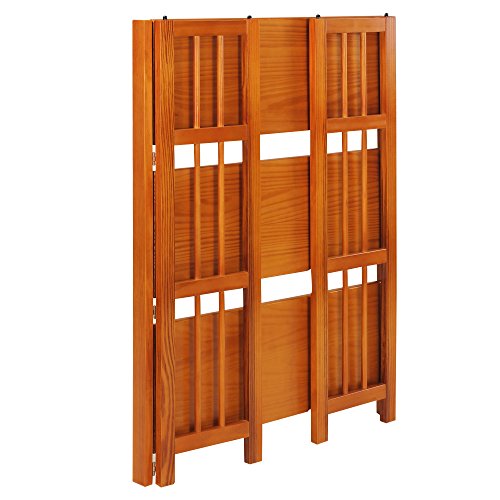 Casual Home 3-Shelf Folding Stackable Bookcase (27.5" Wide)-Honey Oak - color: Honey Oak, size: 3-Shelf Stackable