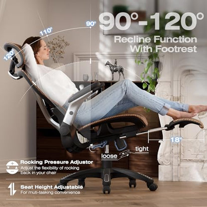 X100 Ergonomic Mesh Office Chair with Footrest, Big and Tall Home Desk Chair with 5D Flip-Up Arms, Adjustable 3D Lumbar Support, Gaming & Executive Computer Chair (Tangerine Burst) - color: Tangerine Burst