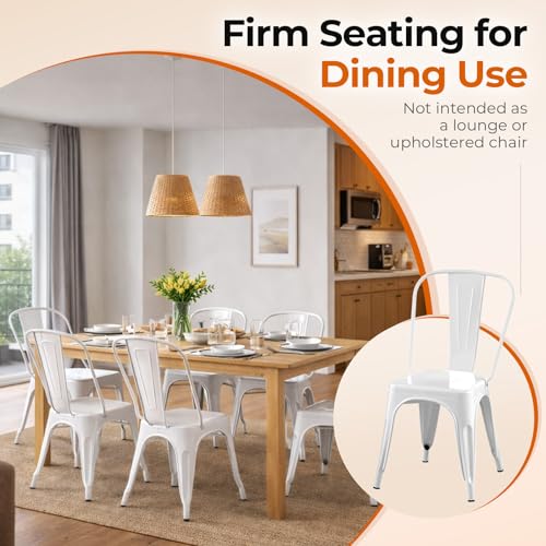 Metal Dining Chairs Set of 2,Arctic White Color | Iron Stackable Industrial Tolix Style Farmhouse Kitchen Cafe - color: Arctic White