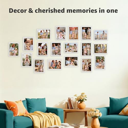 Giftgarden 5x7 Picture Frame Set of 18, Lightweight 5 by 7 Frames Bulk for Gallery Wall Photo Hanging and Tabletop Display, White - color: White*18, size: 5x7