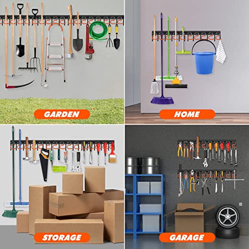 TVKB 68'' All Metal Garden Tool Organizer Adjustable Garage Tool Organizer Wall Mount Garage Organizers and Storage with Heavy Duty Hooks Tool Hangers for Garage Wall, Shed, Garden - size: 68inch(17"x4pack)