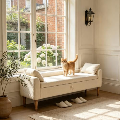 Chifee & Vingol 66" W Storage Benches End of Bed Bench with Pillow,Beige - color: 66"-beige