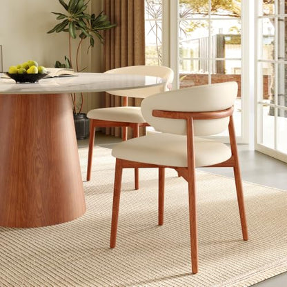 39" Round Dining Table for 2, Sintered Stone Top Solid Wood Pedestal, Snowy White+Brown (Table Only) - color: Snowy White+brown, size: 39"