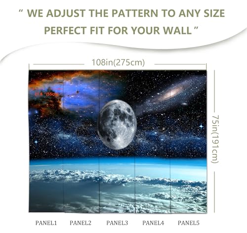 Galaxy Starry Sky Wall Mural Wallpaper | 108"x75", for Bedroom Living Room Bathroom, Textured Fabric, Not Peel and Stick - color: Mural 15, size: 108" x 75"
