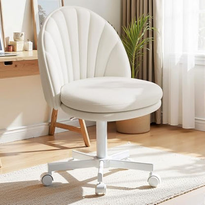GTPLAYER Small Ergonomic Tall Office Chair, Computer Desk Chair with Wheels Versatile Height Use: Office to Bar Stools (or Standing Desk), Vanity Chair with Back PU Leather Shell Design for Gift - color: Pu-white