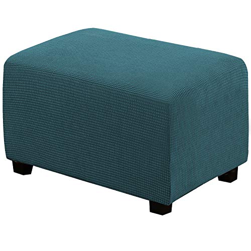 H.VERSAILTEX Ottoman Cover Slipcover Rectangle Fit Length 33'-38' Footrest Sofa Slipcovers Stool Cover Footstool Protector Covers Feature Stretch Thick Jacquard Fabric Removable Washable - Deep Teal - color: Deep Teal, size: Rectangle-X-Large