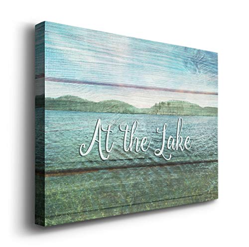Renditions Gallery Canvas Nature Wall Art Modern Paintings & Prints Decor Serene Mountain Lake Rustic Abstract Wall Hanging Artwork for Bedroom Living Room Office Kitchen - 8"x12" LT10 - color: At the Lake, size: 12"L x 8"W