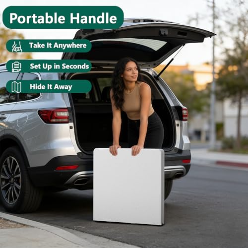 4FT Folding Table Adjustable Height Table (White, 4 Pack) - color: White, size: 4FT-4pack