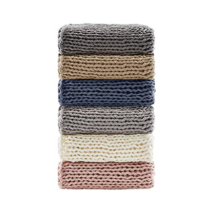 Madison Park Chunky Double Knit All Season Throw Blanket, 50 x 60, Tan | Ultra Soft, Acrylic, Cozy Warmth for Sofa or Bed, Lightweight, Boho, OEKO-TEX Certified - color: Tan