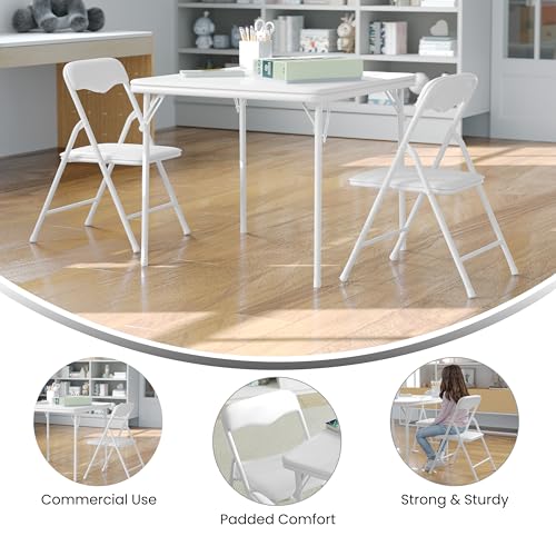 Flash Furniture Mindy Kids 3-Piece Folding Table and Chair Set, White | Daycare and Classroom, Children's Activity Table, Portable - color: White, size: 3 Piece Set