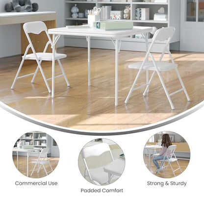 Flash Furniture Mindy Kids 3-Piece Folding Table and Chair Set, White | Daycare and Classroom, Children's Activity Table, Portable - color: White, size: 3 Piece Set